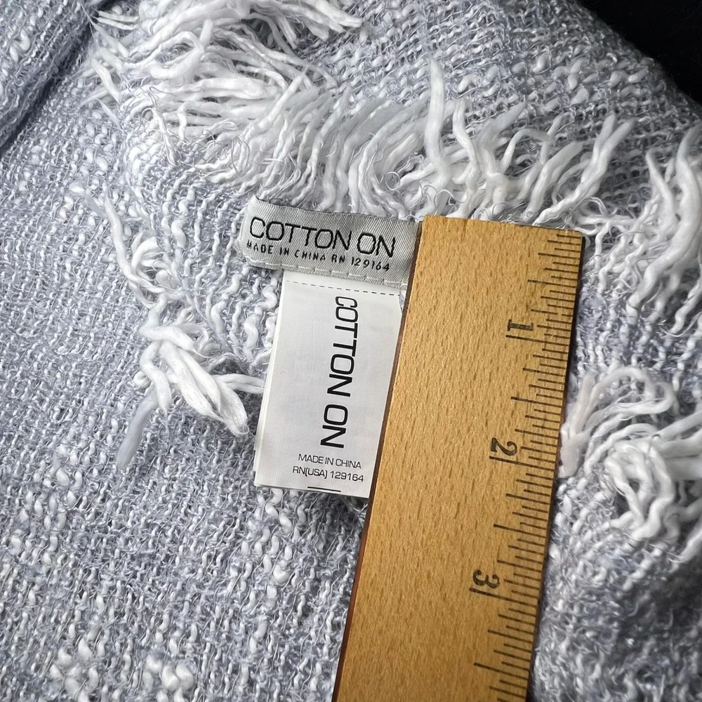 Cotton On Gray Woven Fringe Scarf Unisex Soft Minimalism Wrap Shawl Boho 61x67